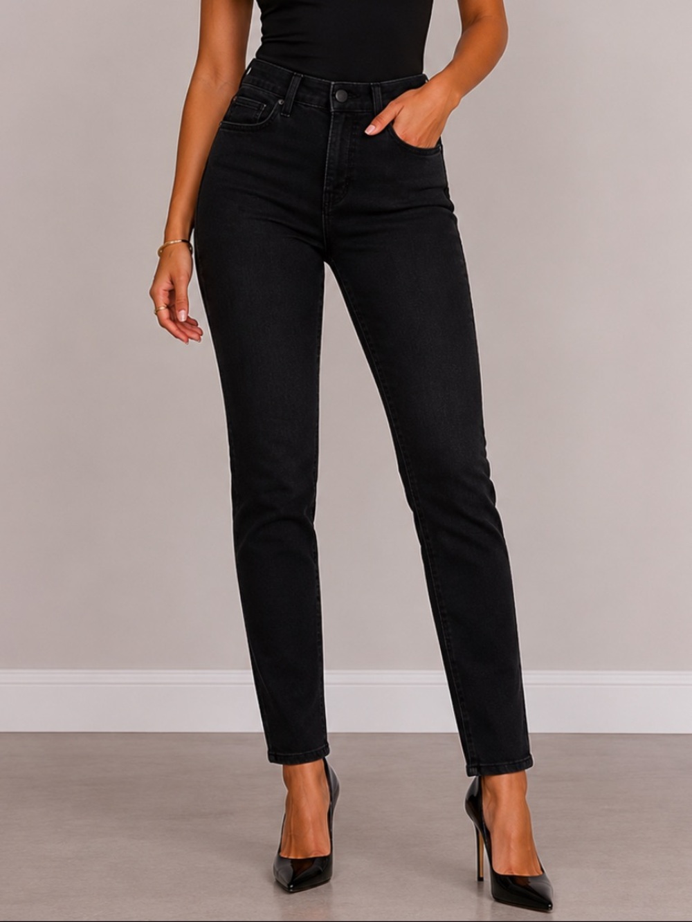 L'AGENCE Black High-Rise Slim Jeans